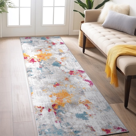 World Rug Gallery Contemporary Abstract Elegance Runner Rug 2'x7' Multi 934MULTI2X7